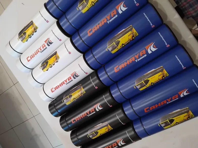 Pesanan tumbler custom korporat transportasi, siap kirim