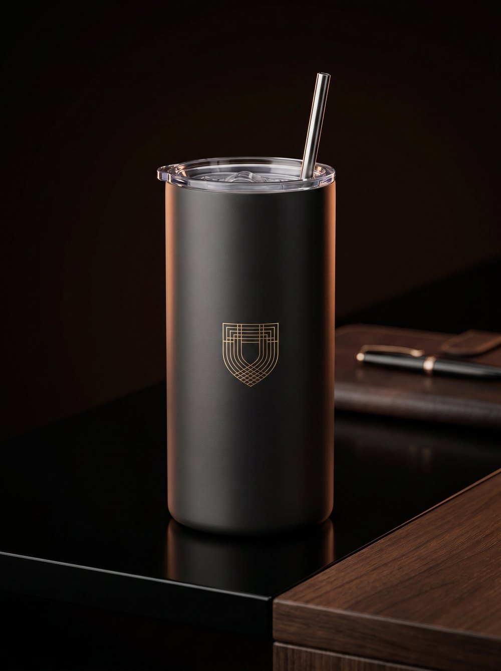 Tumbler custom korporat grafir emblem, produksi in-house TumblerYuk