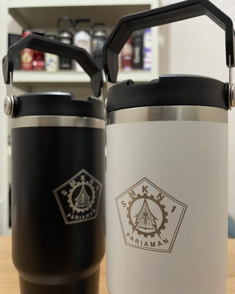 Tumbler grafir custom sektor pendidikan, emblem instansi sekolah